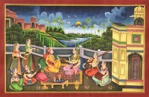 Indian Miniature Art - Rajput Painting - Evening Melody - Large Art Prints by Kritanta Vala