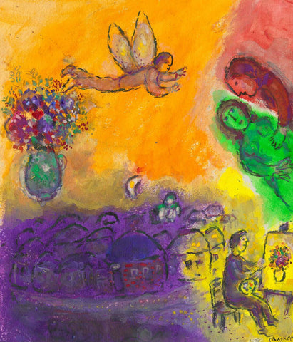 Multicolor Inspiration Of The Painter (Linspiration Multicolore Du Peintre) - Marc Chagall - European Modernism Painting - Large Art Prints by Marc Chagall