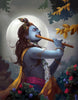 Murlidhar Krishna In The Moonlight - Krishna Flute Painting - Art Prints