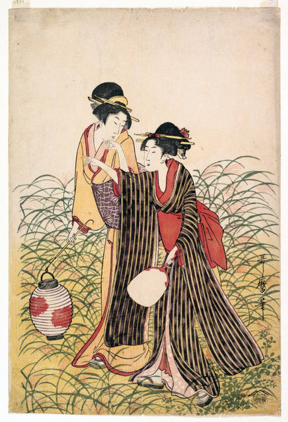 Musashino Panel - Kitagawa Utamaro - Ukiyo-e Woodblock Print Art Painting - Framed Prints