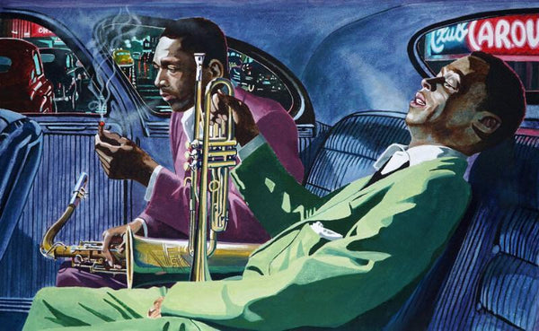 Music Collection - Jazz Legends - Kind Of Blue - Miles Davis and John Coltrane Painting - Canvas Prints