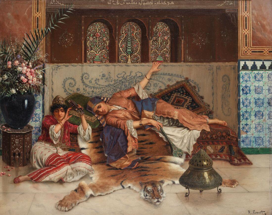 Musicians At Rest - Rudolf Ernst - Orientalist Art Painting - Art