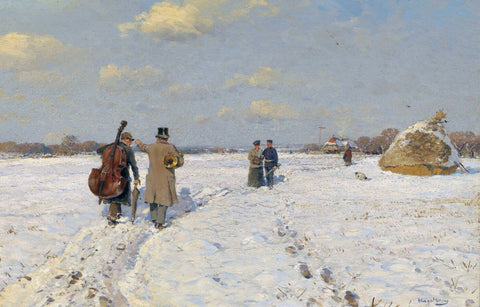 Musicians Returning Home - Hugo Mühlig  - Impressionist Painting - Canvas Prints