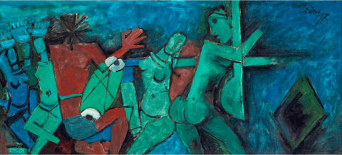 Musicians and Dancers - Hussain by M F Husain