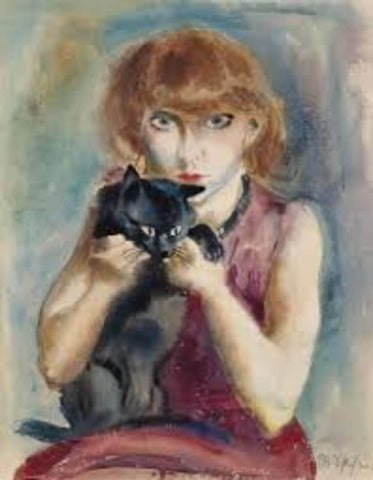 My Wife With The Cat (Meine Frau mit Katze) - Rudolf Schlicter by Rudolf Schlichter