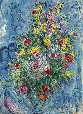 Couple And Flowers by Marc Chagall