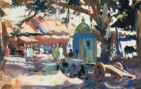 Village Scene by Sayed Haider Raza