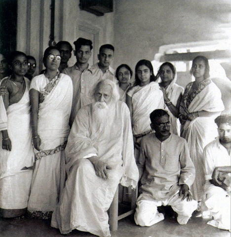 Nandalal Bose (seated right) with Rabindranath Tagore at Santiniketan 1930s - Art Prints