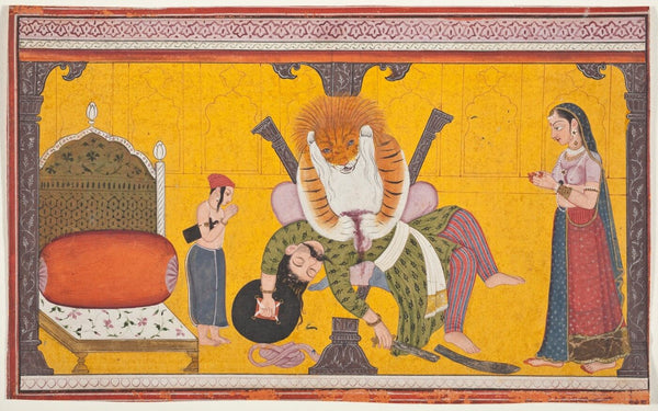 Indian Miniature Art - Narasimha - Canvas Prints