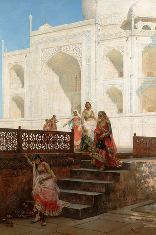 Nautch Girls At Taj Mahal - Edwin Lord Weeks - Vintage Indian Painting by Edwin Lord Weeks