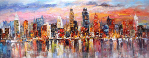 NYC New York Skyline City TREBLE TOILE murale ART Photo Print NYC New York Skyline City TREBLE TOILE murale ART Photo Print