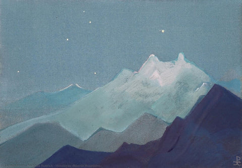 Himalayas Moonlit Mountains - Nicholas Roerich Painting – Landscape Art by Nicholas Roerich
