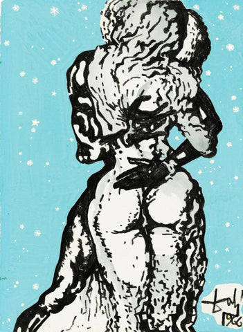 Hugging 1966(Noir enlaçant une blanche 1966) - Salvador Dali Painting - Surrealism Art - Framed Prints