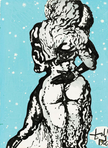 Hugging 1966(Noir enlaçant une blanche 1966) - Salvador Dali Painting - Surrealism Art by Salvador Dali
