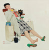 Woman Relaxing With Tea After Shopping - Art Prints