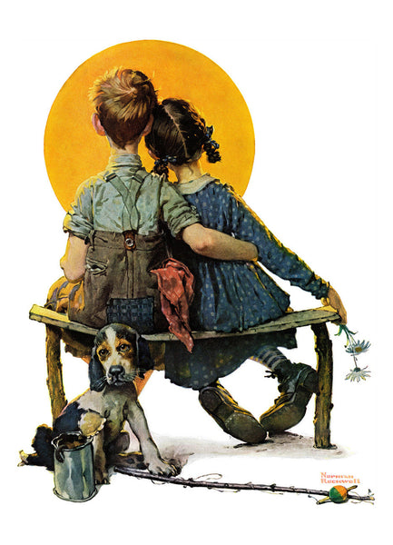 Norman Rockwell - Little Spooners or Sunset - Canvas Prints