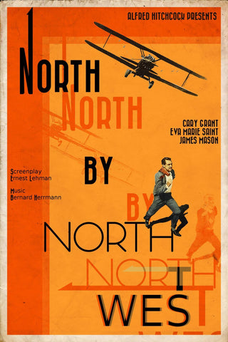 North By North West - Cary Grant - Alfred Hitchcock - Classic Hollywood Movie Poster - Art Prints