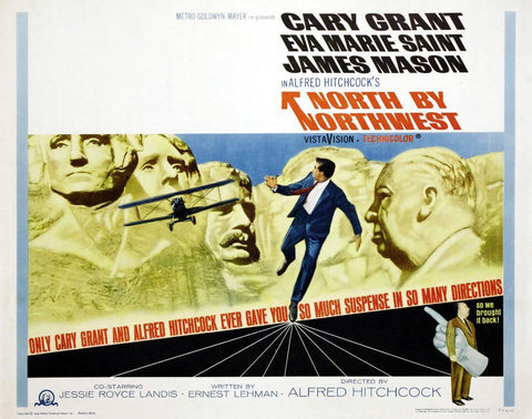 North by North West - Cary Grant - Alfred Hitchcock - Classic Hollywood Suspense Movie Poster - Framed Prints