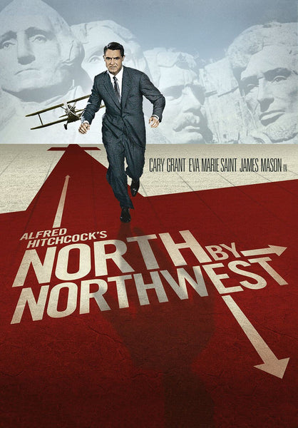 North by North West - Cary Grant - Alfred Hitchcock Classic Hollywood Vintage English Movie Poster - Framed Prints