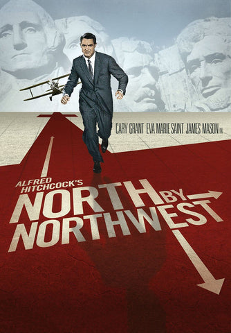 North by North West - Cary Grant - Alfred Hitchcock Classic Hollywood Vintage English Movie Poster - Framed Prints