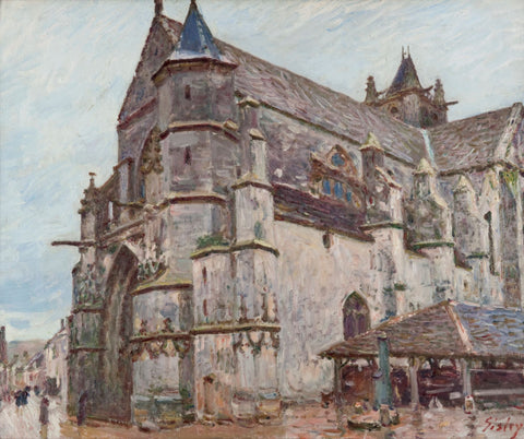 Notre-Dame de Moret im Morgenregen - Large Art Prints by Alfred Sisley