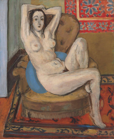 Nude With Blue Cushion (Nu au coussin bleu) – Henri Matisse Painting by Henri Matisse