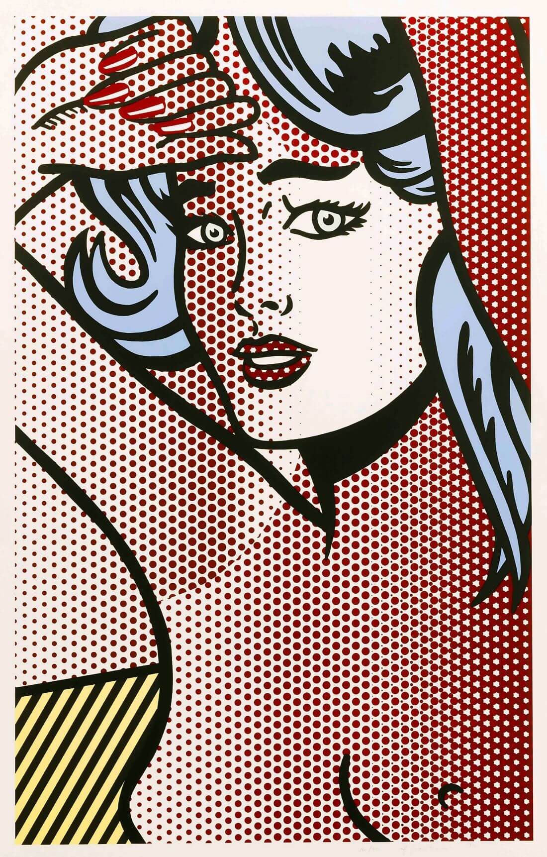 1999 Roy Lichtenstein Poster, girl in Window 1963, Laughing Red Head, Reflections, Gallery Exhibition Wall Art Decor and Memorabilia 1999 Roy Lichtenstein Poster, girl in Window 1963, Laughing Red Head, Reflections, Gallery Exhibition Wall Art Decor and Memorabilia
