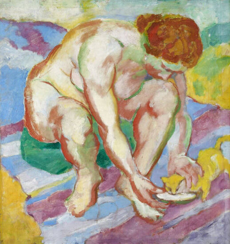 Nude With Cat (Akt Mit Katze) - Franz Marc - Art Prints