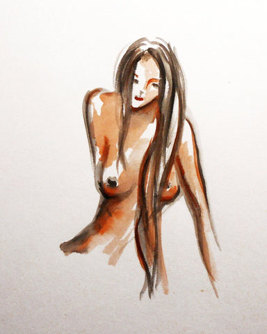 Nude Study -Watercolor - Large Art Prints