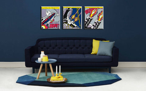 Set Of 3 Roy Lichtenstein Paintings - As I Opened Fire - Gallery Wrapped Art Print ( 10 x 12 inches ) each by Roy Lichtenstein