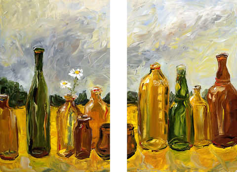 Oil Painting of Glass Bottles - Art Panels