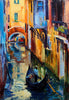 Oil Painting Of Gondola In A Canal In Venice - Art Prints