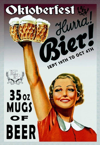 OktoberFest Retro Poster - Beer Art - Home Bar Pub Art Poster - Posters by Tallenge Store