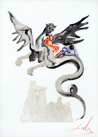 On Geryon’s Back (En la espalda de Gerión) - Salvador Dali Painting - Surrealism Art - Framed Prints