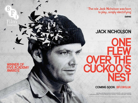 One Flew Over The Cuckoos Nest - Jack Nicholson - Tallenge Classic Hollywood Movie Poster Collection - Art Prints