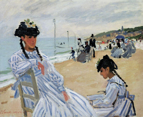 On The Beach At Trouville (Sur la plage de Trouville) – Claude Monet Painting –  Impressionist Art - Canvas Prints