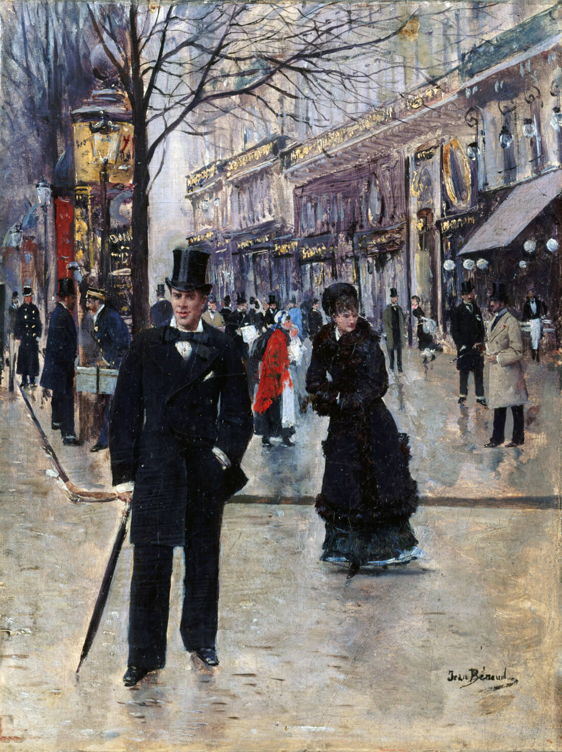 On the Boulevard (Sur le boulevard) - Jean Béraud Painting by Jean