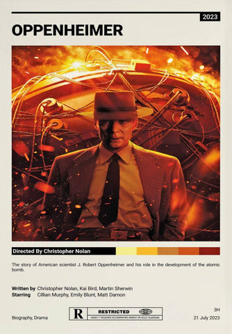 Oppenheimer - Cillian Murphy - Christopher Nolan - Hollywood Movie Minimalist Poster - Framed Prints by Tallenge