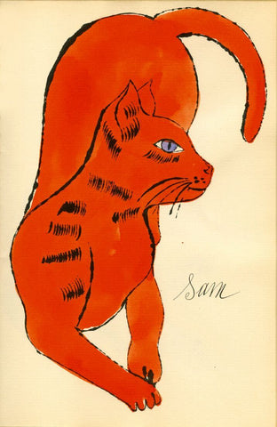 Orange Cat - 25  Cats Named Sam Series - Andy Warhol - Pop Art Print - Posters by Andy Warhol