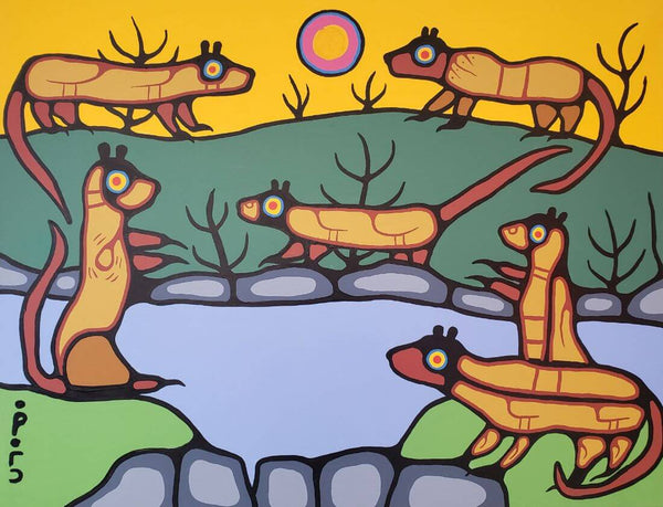 Otter Family - Norval Morrisseau - Contemporary Indigenous Art Painting - Art Prints