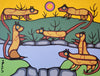 Otter Family - Norval Morrisseau - Contemporary Indigenous Art Painting - Canvas Prints