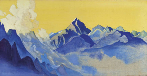 Over Ergor Comes A Rider– Nicholas Roerich Painting – Landscape Art by Nicholas Roerich