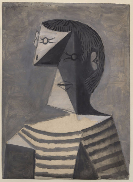 Pablo Picasso - Buste D'homme En Tricot Raye - Half Length Portrait Of A Man In A Striped Jersey - Framed Prints