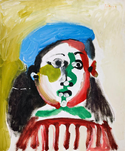 Fillette au béret - Young Girl Wearing A Blue Beret - Life Size Posters by Pablo Picasso