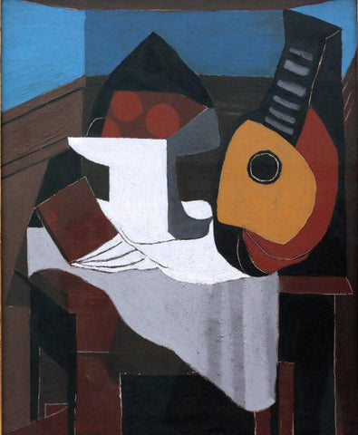 Pablo Picasso - Mandoline, Panier De Fruit Et Bras De Platre - Mandolin, Fruit Bowl And Plaster Arm - Posters by Pablo Picasso