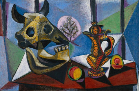 Bull Skull, Fruit, Pitcher by Pablo Picasso