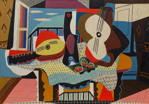 Mandolin And Guitar - Large Art Prints by Pablo Picasso