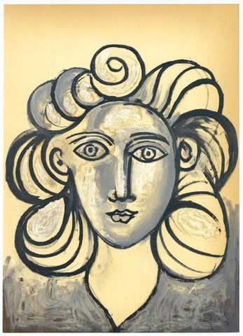 Portrait Of A Woman With Curly Hair - Posters by Pablo Picasso