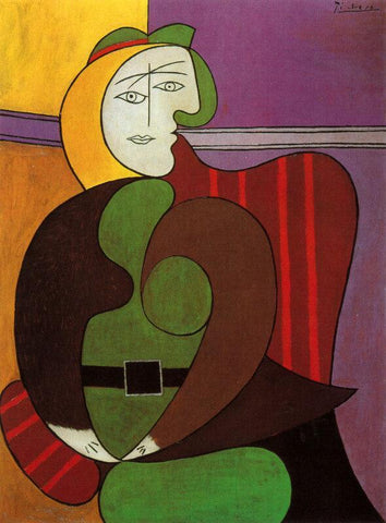 Pablo Picasso - Femme Assise Dans Un Fauteuil Rouge - The Red Armchair - Posters by Pablo Picasso