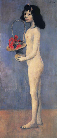 Pablo Picasso - Fillette Nue Au Panier De Fleurs -Young Girl With A Basket Of Flowers - Posters by Pablo Picasso